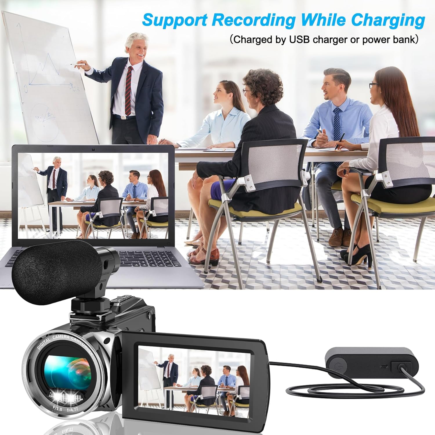 Video Camera Camcorder HD 4K 48MP Video Recorder Camera Vlogging Camera for YouTube Camcorders Video Camera for Kids with 3.0" LCD Screen,18X Digital Zoom and 32G SD Card - Image 7